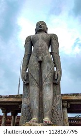 Gigantic Standing Naked Buddha Statue Shravanabelagola Stock Photo