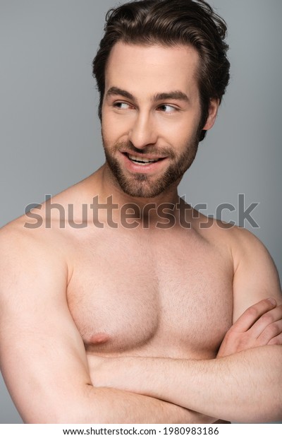 Goodlooking Muscular Man Smiling Posing Crossed Stock Photo 1980983186