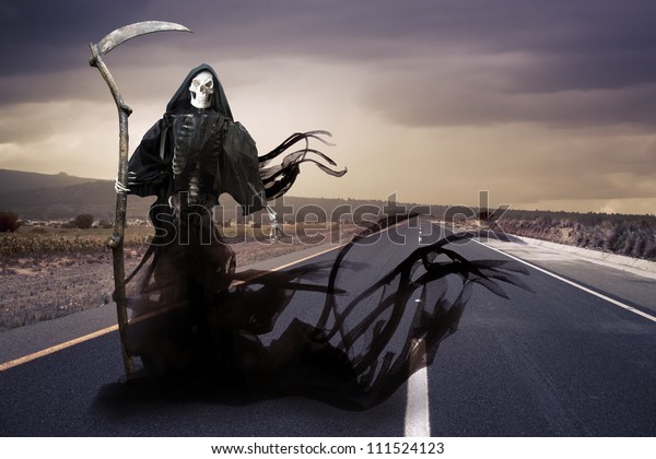 Grim Reaper On Road Stock Photo Edit Now 111524123