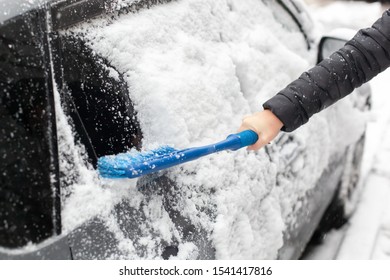 Hand Brush Removing Snow Car Roof Stock Photo Edit Now