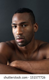 Portrait Handsome Black Man Naked Sports Stock Photo