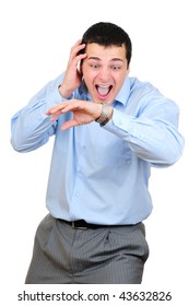 Handsome Businessman Checking His Wristwatch Isolated Stock Photo