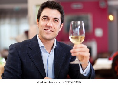 Handsome Man Holding Glass Wine Stock Photo 135981989 Shutterstock