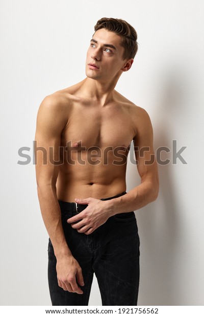 Handsome Man Nude Inflated Torso Attractive Stock Photo