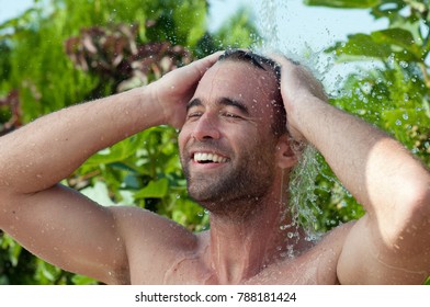 Handsome Man Showering Outdoors Stock Photo Shutterstock