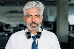 Mature Businessman In Gray Suit In The Office Stock Photo Containing