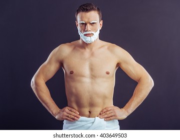 Handsome Naked Man Shaving Foam On Shutterstock