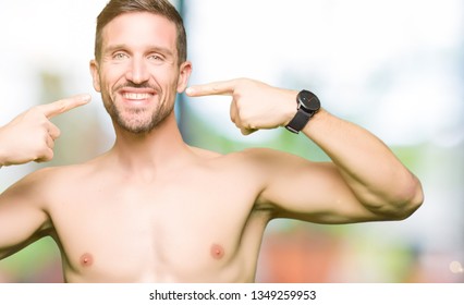 Handsome Shirtless Man Showing Nude Chest Stock Photo Edit Now