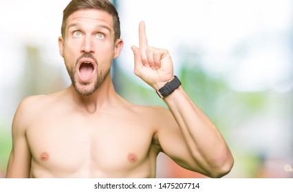 Handsome Shirtless Man Showing Nude Chest Stock Photo 1475207714