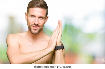 Handsome Shirtless Man Showing Nude Chest Stock Photo 1497368015