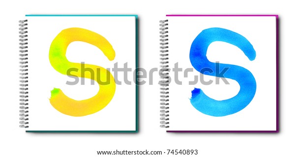 Handwritten Colorful Watercolor Alphabet On Painting Stock Photo