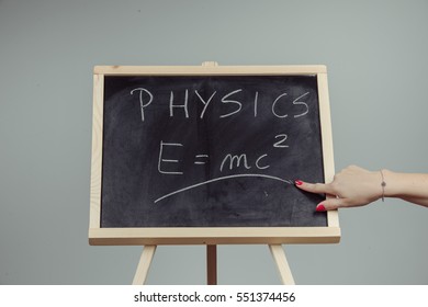 Handwritten Physics Word Formula Emc2 On Stock Photo 551374456