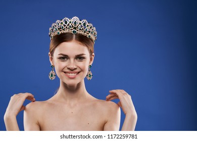 Happy Looking Woman Crown Diadem Stock Photo Shutterstock