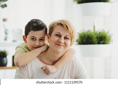 Happy Mom Son Hug Each Other Stock Photo Shutterstock