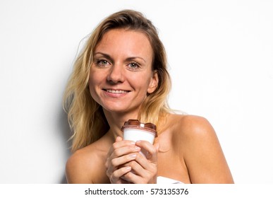 Happy Pretty Nude Blonde Woman White Stock Photo 573135376 Shutterstock