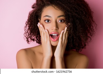 Happy Shocked Nude African American Girl Stock Photo 1621962736