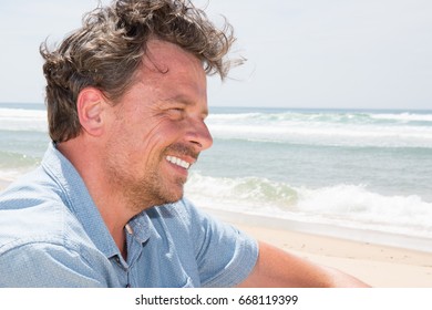 Happy Smiling Mature Man Forties Blue Stock Photo Shutterstock