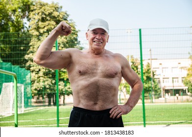 Happy Strong Old Man Naked Torso Stockfoto Shutterstock