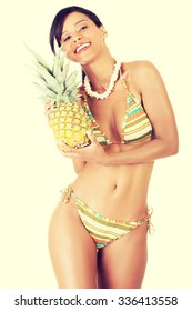 Happy Summer Woman Bikini Pineapple Stock Photo Edit Now