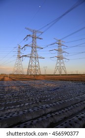 High Voltage Electric Power Steel Tower Stock Photo