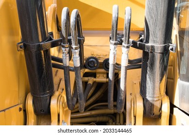 Hydraulic Compression System Hydraulic Hose Backhoe Stock Photo