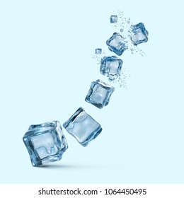 D Realistic Vector Transparent Ice Cubes