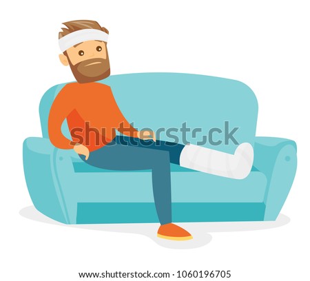 CARTOON WITH BROKEN LEG Stock Vector Images Avopix