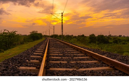 Indian Railway Tracks Sunset Stock Photo Shutterstock