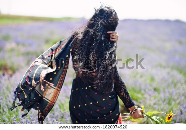 Indian Woman Lavender Field Stock Photo 1820074520 Shutterstock