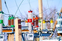 Three Phase Distribution Transformer In An Electrical Substation