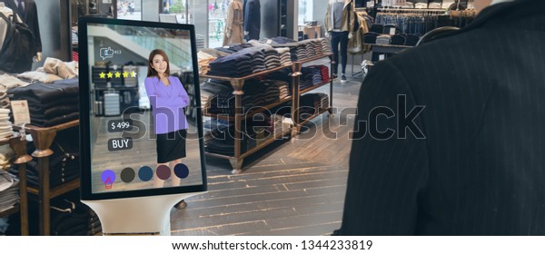 Iot Smart Retail Futuristic Technology Concept Stock Photo 1344233819