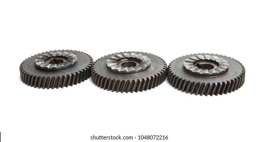 Iron Gear Isolated On White Background Stock Photo