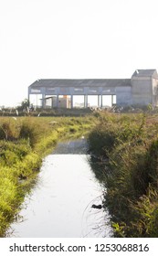 Irrigation Water Channel Through Rice Paddy Foto De Stock