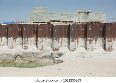 Large Scale Land Reclamation Artificial Island Stock Photo