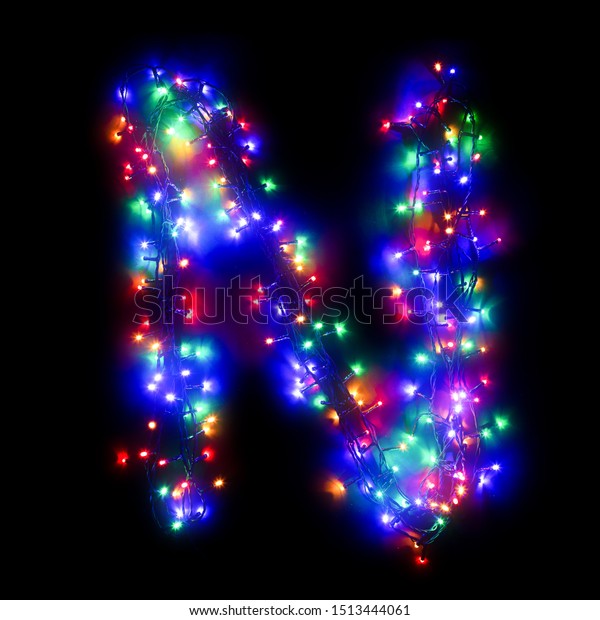 Letter N English Alphabet Multicolored Electric Stock Photo 1513444061