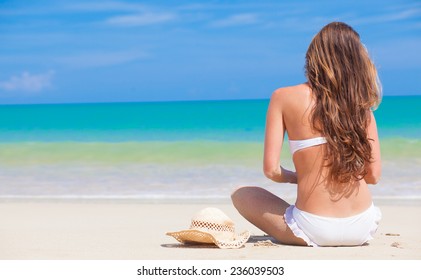 Long Haired Woman Bikini On Tropical Stock Photo Edit Now