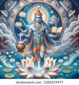 Lord Dhanvantari God Medicine Health Depicted AI Generated Image