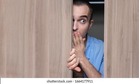 Naked Man Lover Hiding Closet Clothing Stock Photo Edit Now 1642348459