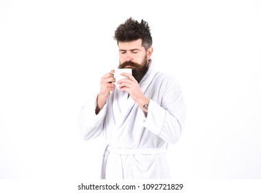 Macho Drowsy Sleepy Face Drinks Coffee Stock Photo 1092721829