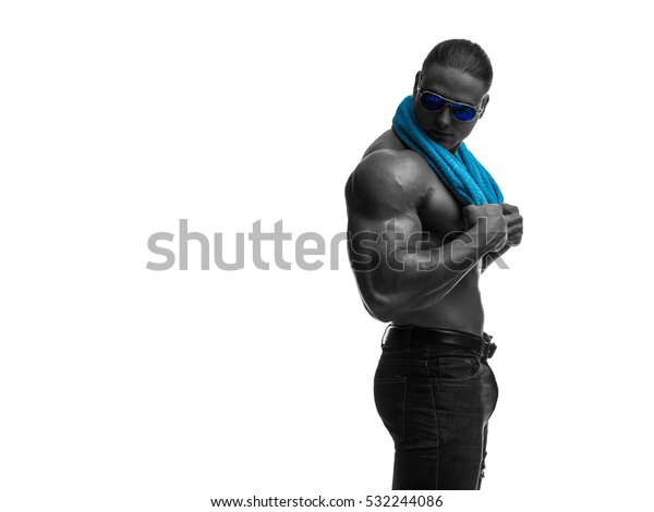 Male Bodybuilder Athlete Naked Torso Towel Stock Photo Edit Now