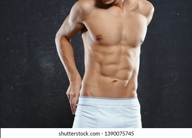 Male Bodybuilder Muscular Naked Torso Inflated Stock Photo 1390075745