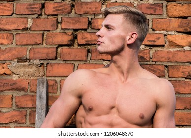 Man Muscular Chest Naked Torso Stand Shutterstock