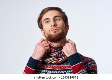 Man Straightens Scarf Around His Neck Stock Photo Shutterstock