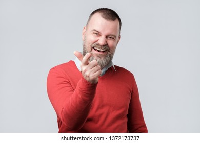 Successful Emotional Mature Man Screaming Yes Stock Photo