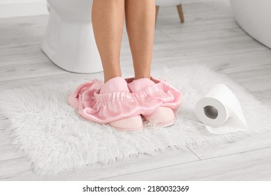 Mature Woman Sitting On Toilet Bowl Stock Photo 2180032369 Shutterstock