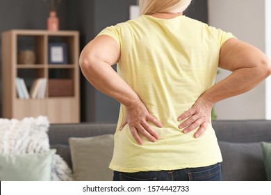 Mature Woman Suffering Back Pain Home Stock Photo Shutterstock