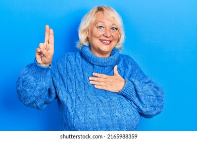 Middle Age Blonde Woman Wearing Casual Stock Photo