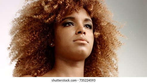 Mixed Race Black Woman Blonde Curly Foto De Stock 735224593 Shutterstock