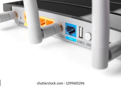 Modern Wifi Router On White Background Stock Photo 1299605296