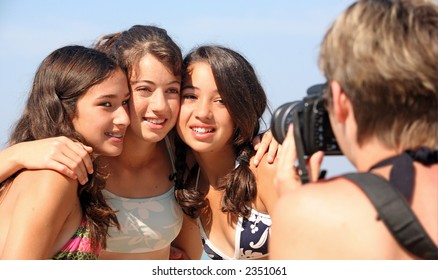 Four Girls Bikini Lying On Sand Stock Photo 2314022 Shutterstock